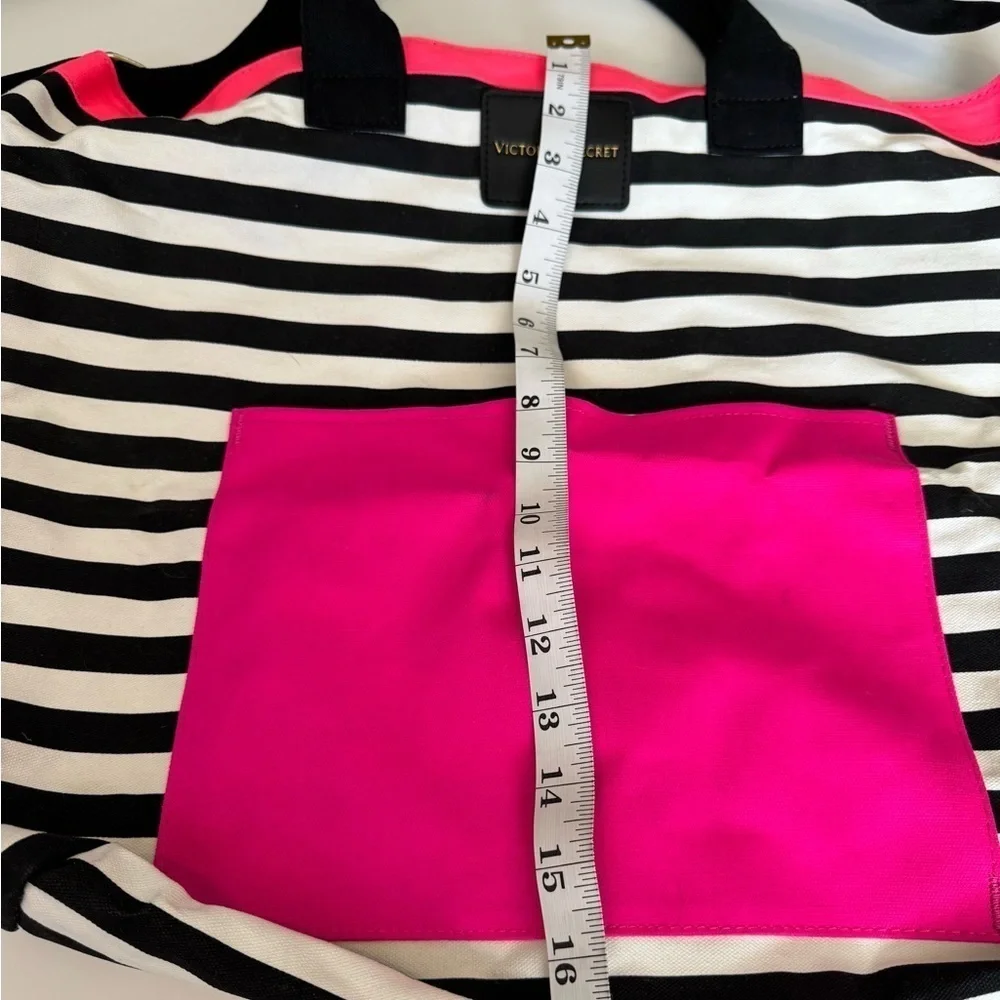VICTORIA'S SECRET Striped Tote Bag Black White Pink Limited edition